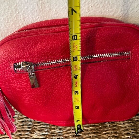Vintage Red Leather Crossbody Purse Made In Italy - Picture 8 of 16